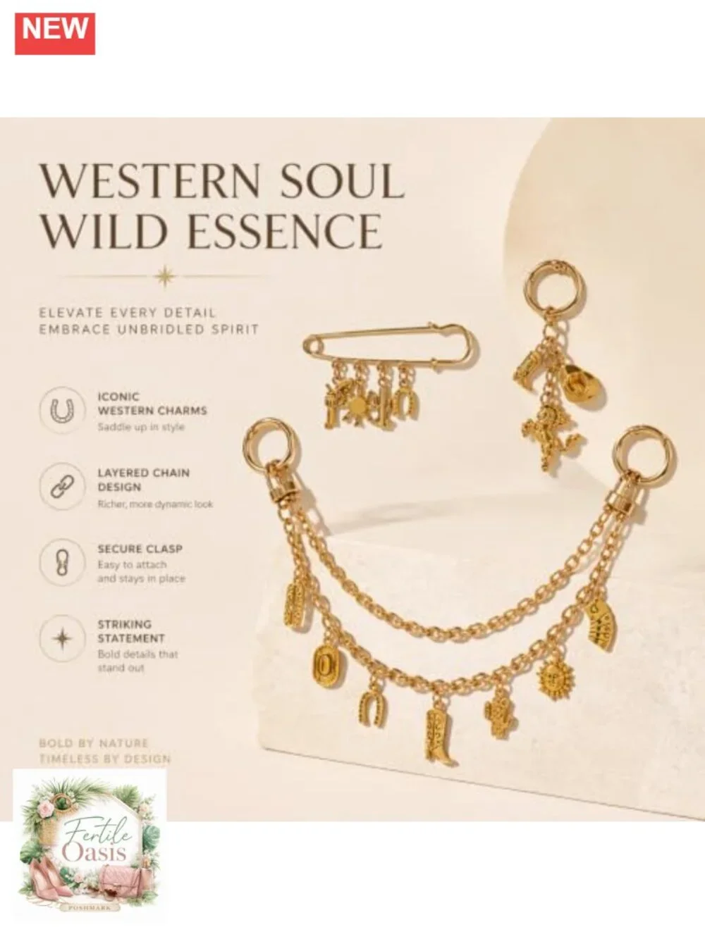 3Pcs Gold Purse Chain Charms Set Handbag Keychain Accessories Western Boho
